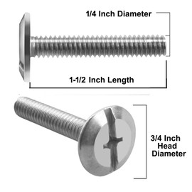 Qty 6-100 Pieces 1-1/2 Inch Long Stainless Steel Hurricane Sidewalk Bolts 18-8 (6)