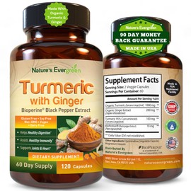 Turmeric and Ginger Root Joint Support Supplement | Turmeric Curcumin Supplement 95% Curcuminoids | Contains Organic Turmeric & Ginger with Black Pepper Extract for Max Absorption. 120 Capsules