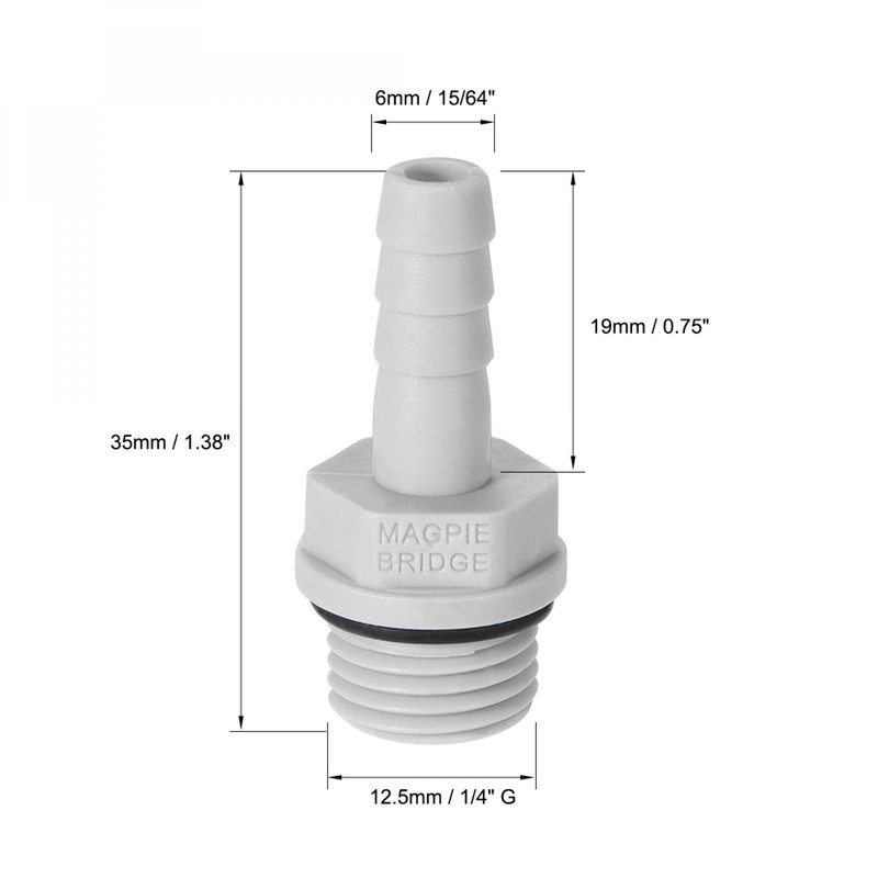 sourcing map PVC Barb Hose Fitting Connector Adapter 6mm or