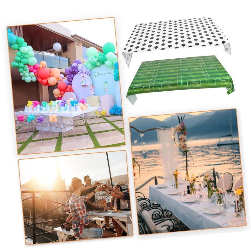 Kisangel 2pcs Football Themed Tablecloth Plastic Soccer Party Supplies Table