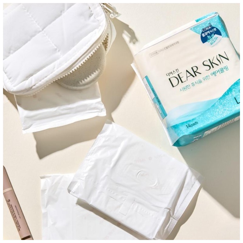 DEAR SKIN Air Cooling Sanitary Pads 2Packs [Medium/Large], Size1#$%Size2:Medium 16pcs-Large