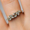18K Gold Plated Simulated Green Topaz Leaf Vine Band Engagement
