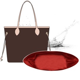 OAikor Purse Organizer Insert Compatible with Lv Neverfull PM and More, Premium DupontPaper Lighgtweight Bag Liner Diveider Shaper for Tote Handbags, White-red/M