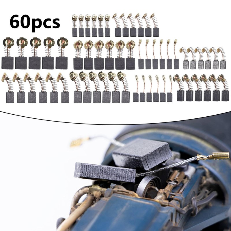 60Pcs Electric Motor Carbon Brushes, 10 Different Sizes Motor Carbon