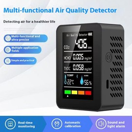 TCHSIN 5 in 1 Air Quality Monitor CO2 Meter Carbon Dioxide Detector CO2 CO TVOC HCHO PM2.5 PM1.0 PM10 Temperature Humidity Detection