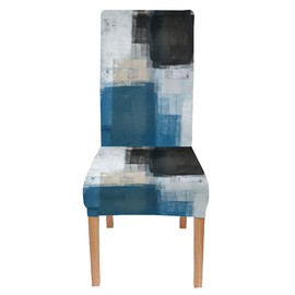 CAPSCEOLL Teal and Beige Grey Chair Covers Dining Room Chair Covers Set of 4 Stretch Parsons Chair Slipcovers Universal Removable Washable Parson Chair Covers for Dining Room Living Room Kitchen