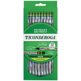 Ticonderoga Noir Black Wood-Cased #2 Pencils, Holographic Design, 12 Count