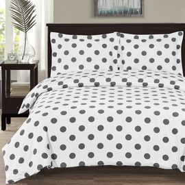 Polka Dots Percale 2-Piece Twin / Twin XL Comforter Cover Duvet-Cover-Set 100-Percent Cotton, by Royal Hotel