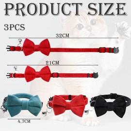 3 Pcs Breakaway Cat Collars with Bell and Bow kitten collar, for Pet Kitten Cats and Puppy Graduation Wedding Birthday Pet Party Bowtie Collar cat collar with bell cat collar with bow cat bow tie