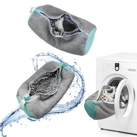 JINYJIA Laundry Shoe Bags, 2 Pieces, Washing Machine Wash Bags, Zip Washing Bag, Washing Machine Bag for Reusable, Efficient Cleaning, Grey