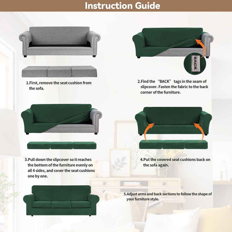 WEERRW 4 Pieces Velvet High Stretch Couch Covers for 3