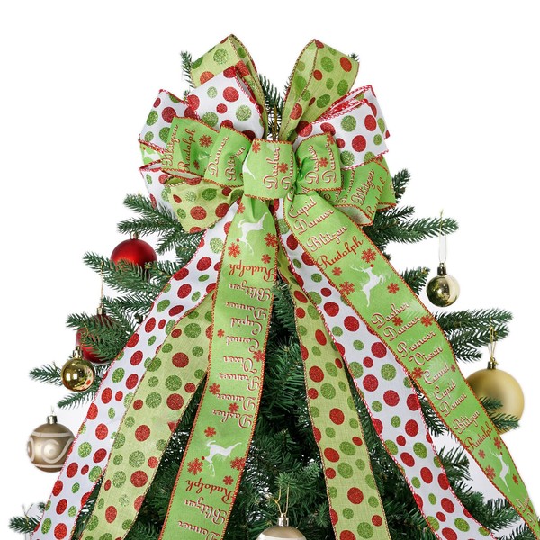 Joepen Christmas Tree Topper, 13x45 Christmas Tree Topper Bow, Large