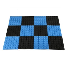 Aswalling Charcoal Acoustic Foam Tiles Soundproofing Foam Panels Studio Sound Padding 2 x 10 x 10 Inch(Black+Blue)