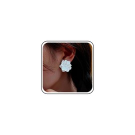 TseenYi Acrylic Flower Stud Earrings Boho White Flower Earrings Vintage Layered Flower Acrylic Earrings Bridal Flower Wedding Earrings Jewellery for Women and Girls Gifts, Acrylic