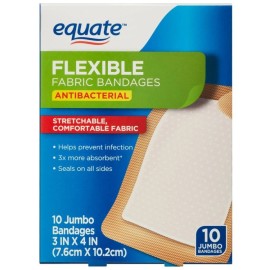 Equate Antibacterial Flexible Fabric Bandages, 10 Count - Free Shipping