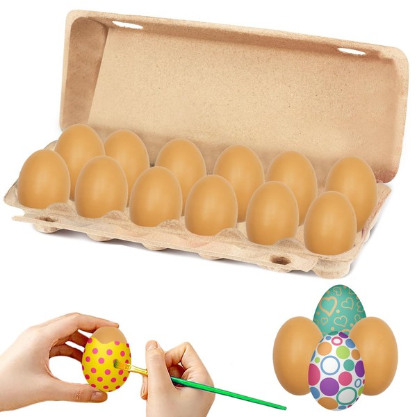 Wooden Fake Eggs, Life Size Brown Eggs, Perfect for Easter