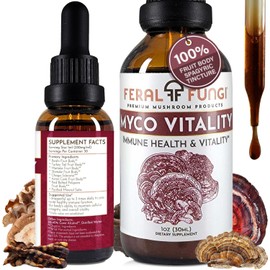 Feral Fungi Myco-Vitality Extract – Triple-Extracted Tincture for Immune Support and Vitality – 100% Fruiting Body – Natural Flavor – Grown and Made in The USA – 1 oz