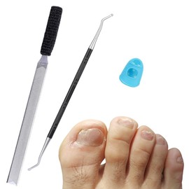IDOU 3-in-1 Toe Nail Care Kit: Toe Nail Files for Thick Nails with Ingrown Toenail Lifter & Silicone Thumb Guard | Non-Slip Grip, Metal Nail File for Men/Seniors/Dogs