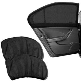 CHENNAN 2 Stück Auto-Mückenschutzgitter, Auto Sonnenschutz Seitenscheibe, Autofenster-Moskitonetze Seitenfenster-Netze, Praktisch für Schützt Baby Kinder Haustiere Erwachsene (Schwarz, Heckscheibe)