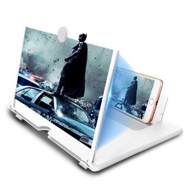 Newseego 12" Phone Screen Magnifier, 3D HD Phone Screen Amplifier with Adjustable Bracket Anti-Blue Radiation Eye Protective Movie Video Expanders with Pullable Design for All Smartphone - White…