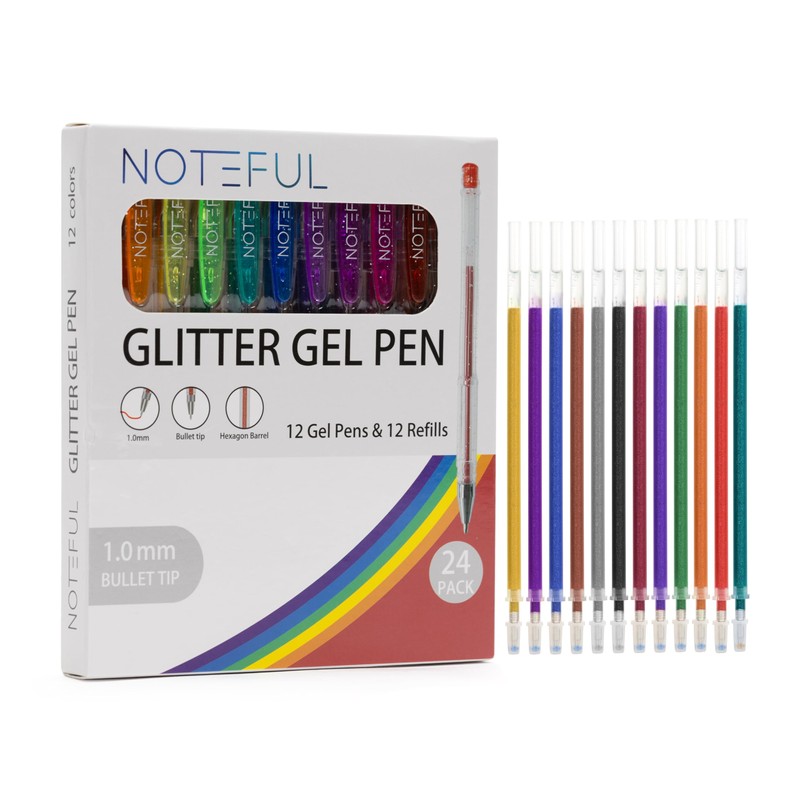 NOTEFUL Glitter Gel Pen Set – Smooth, Vibrant Ink for