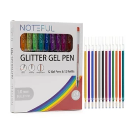 NOTEFUL Glitter Gel Pen Set – Smooth, Vibrant Ink for Art, Journaling, and Crafting with Long-Lasting Sparkle (3 Count (Pack of 24))