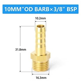 ERGAOBOY 10 Pcs 10mm OD Barb to 3/8" Female BSP Connectors,Brass Hose Barb Compression Fittings