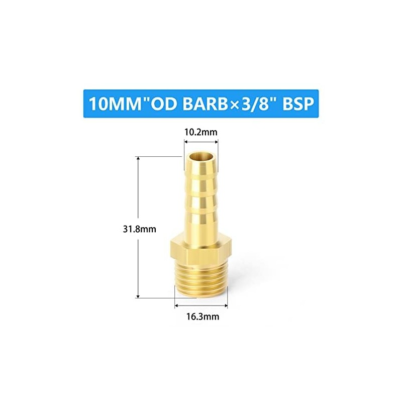 ERGAOBOY 10 Pcs 10mm OD Barb to 3/8" Female BSP