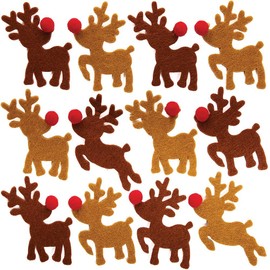 Baker Ross FX239 Reindeer Pom Stickers - Pack of 80, Christmas for Children, Scrapbooking and Decorating, Brown and Red