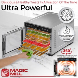 Magic Mill Magic Mill Pro Food Dehydrator Machine | 7 Stainless Steel Trays | Dryer for Jerky, Dog Treats, Herb, Meat, Beef, Fruit | Keep Warm Function, Digital Timer and Temperature Control, ETL Approved