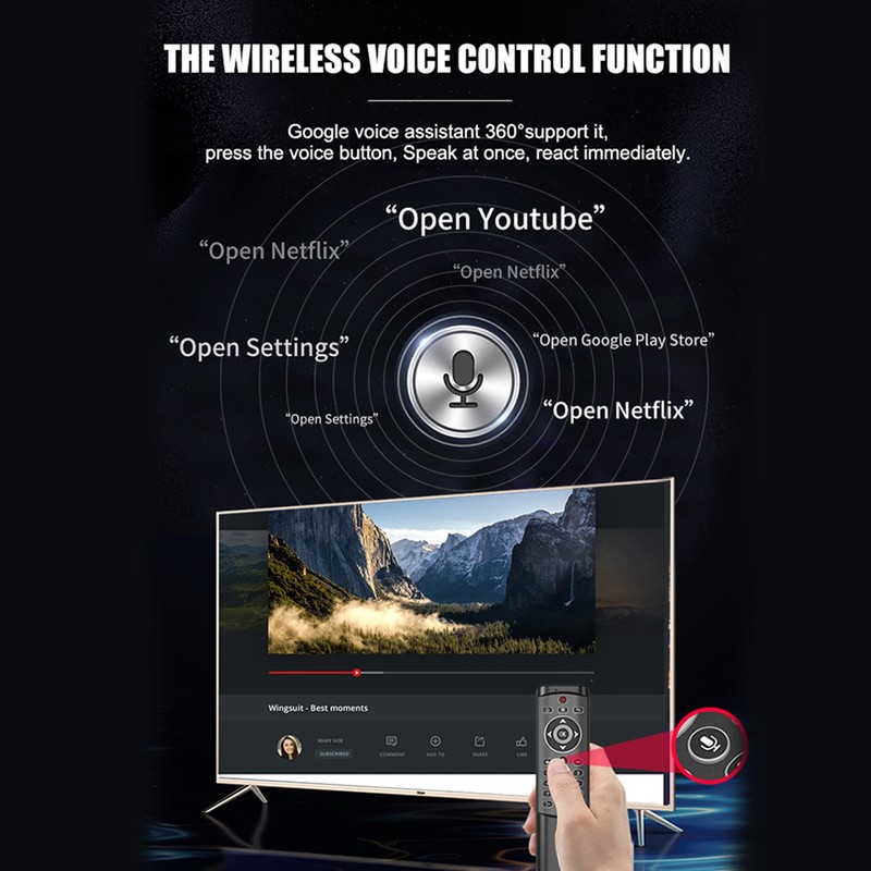 Voice Remote Control 2.4G Wireless Gyroscope Plug and Play Accurate
