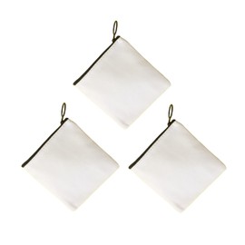 NUTFORD Canvas Purse Pouch Bag, 12oz Canvas, Vintage Zip Design, for Money Coin Accessories Holder or DIY Craft, for Women Men Kids (Three-Pack)