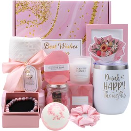 Regalos de Cumpleaños para Mujeres, Paquete de Cuidado Personal para Mujeres, Caja Regalo para Mujer de Bath SPA, Caja de Regalos para Mamá Hermana Novia Ella Amiga (Rosa 10 Piezas)
