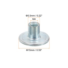 QUARKZMAN M4 T-Nuts, Pack of 24 Carbon Steel T-Nut Round Base Welding Nuts 8 mm Height Through Hole Flange Insert Nuts with Female Threaded Plate