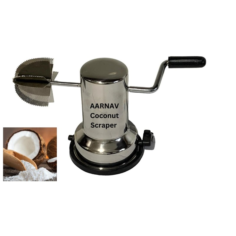 AARNAV Stainless Steel Coconut Scraper for Kitchen, Vacuum Base, Rotatable
