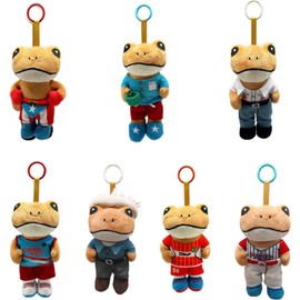 Genérico Kit de 7 Peluches Sapo Concho – Llaveros Coleccionables dtmf Inspirados en Estilos Urbanos y Trajes Populares Peluches Suaves de 16 cm