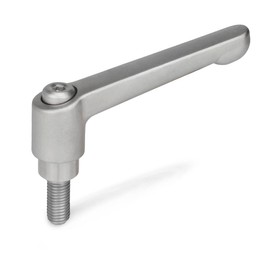 Ganter Normelemente Adjustable clamping lever with threaded screw, GN 300.5-63-M8-32-IS, stainless steel, handle length: 63 mm, thread: M8 x 32, 1 piece