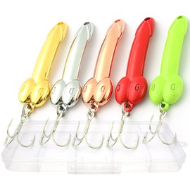 5Pcs Funny Fishing Lures for Men Freshwater Saltwater Fishing Equipment Fishing Spinner Baits for Bass/Trout Gag Gift for Valentine's Day, White Elephant Festival Father's Day