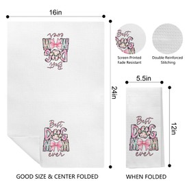 Kemingni Best Dog Mom Ever Kitchen Towels, Dog Mom Gifts for Mother's Day Dish Tea Towels for Kitchen Decor, Puppy Pet Lover Gifts Decorative Hand Towels for Bathroom, 16x24 Inch