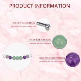 DOA Crystal Bracelet, Anxiety Relief Bead Bracelets for Womens, Crystal Bracelets Jewellery, Birthday Valentines Christmas Gifts for Her Moonstone/Green Aventurine/Amethyst