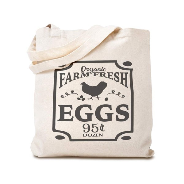 Custom Canvas Tote Shopping Bag Organic Farm Fresh Eggs 95