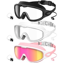 QALLY Adult Swimming Goggles-for-Men-Women-Goggles for Men:No Leaking Shatterproof Lenses with UV400 Protection Anti-Fog