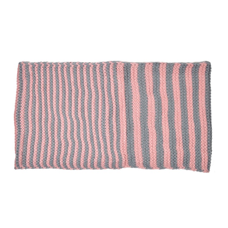 Premium Winter Classic Striped Knit Infinity Loop Circle Scarf, Pink