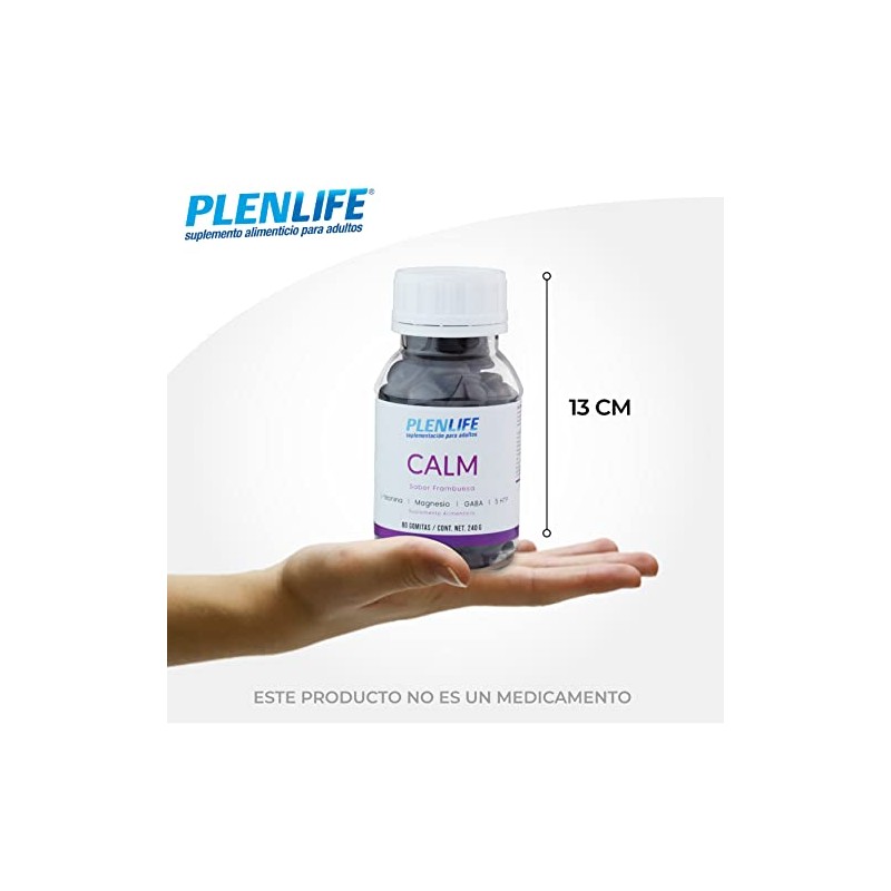 PLENLIFE Gomitas Calm con magnesio y L-teanina sabor frambuesa, 80