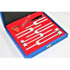 Premium Tuning Fork Set of 6 - Diagnostic Instruments + Reflex Percussion Taylor Hammer+Beautiful Box