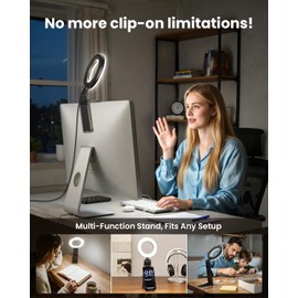 Evershop Ring Light for Laptop Desk Clip On,Small Computer Video Conference Lighting with Stand for Phone/Webcam/Monitor,5" Portable Mini LED Selfie Light Desktop for Zoom Meeting/Video Call/Recording