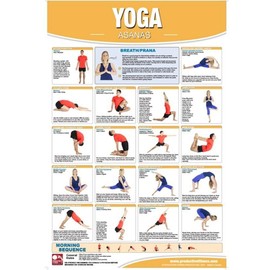 Productive Fitness Posters Yoga Asana Exercises (Laminate or Non-Laminated)