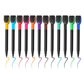 12 Magnetic Whiteboard Pens, Whiteboard Pens with Cleaning Brushes, Erasable Markers, Writing Tools, Study and Office Supplies.