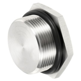 M METERXITY Male Plug - Thread Hexagon Head Socket Solid Pipe Fitting with Sealing Rubber Ring, Anti-rust, Apply to Water Pipe (M32x1.5, Silver Tone)