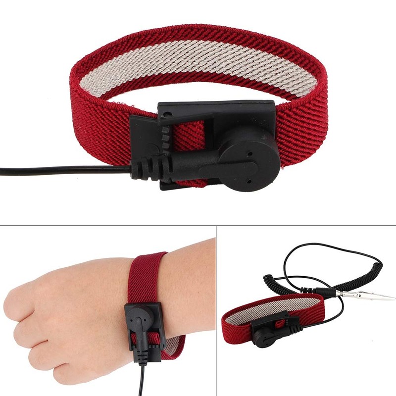 FTVOGUE Anti-Static Adjustable Hand Strap with Grounding Strap and Clamp